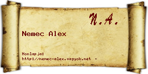 Nemec Alex névjegykártya